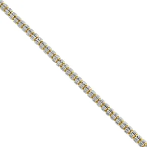 10k Two Tone Gold Six Bead Diamond Cut Link Chain 4 mm