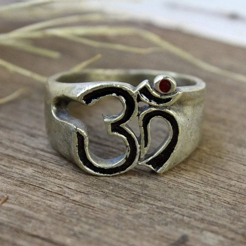 Antiqued Sterling Om Ring