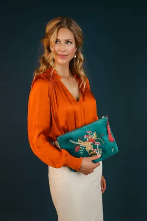 Doe With Toadstools Velvet Zip Pouch