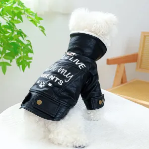 Funny Pet Apparel Dog Clothes Cat Winter Plush Winter Thickened Pink Black Warm Leather Cotton Coat With Drawstring Buckle For Small Medium Dogs