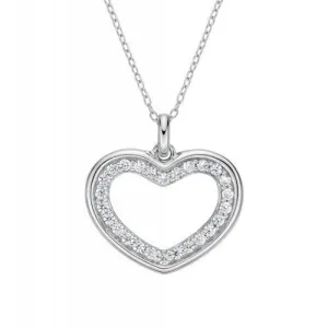 Heart pendant with 0.45 carats* of diamond simulants in 10 carat white gold
