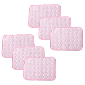 Kuber Industries Rectangular Dog & Cat Bed|Premium Cool Ice Silk with Polyester With Bottom Mesh|Multi-Utility Self-Cooling Pad For Dog & Cat|Light-weight & Durable Dog Bed|ZQCJ001P-XL|Pink(Pack Of 6)