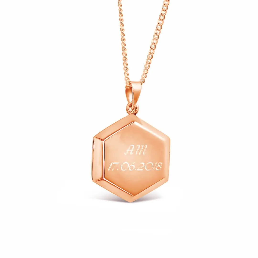 Men's Hexagon Locket Necklace | Rose Gold