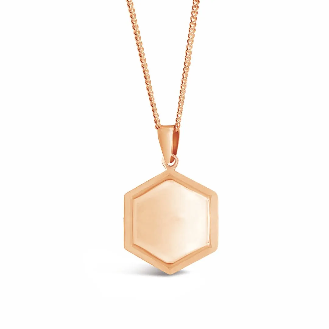 Men's Hexagon Locket Necklace | Rose Gold