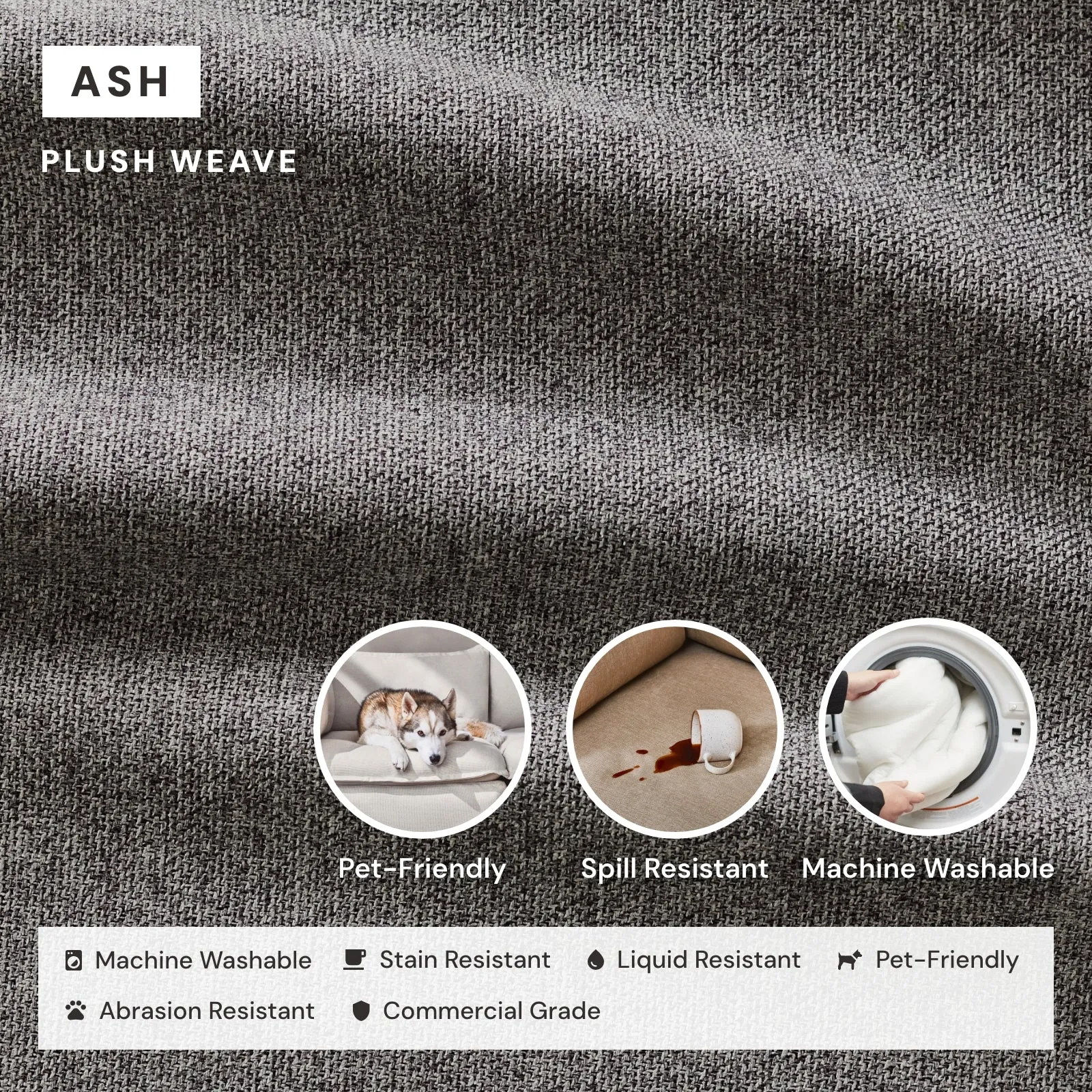 Modular Washable End Chair - Right in Ash | Memorix  Seat | Cloud Pillow