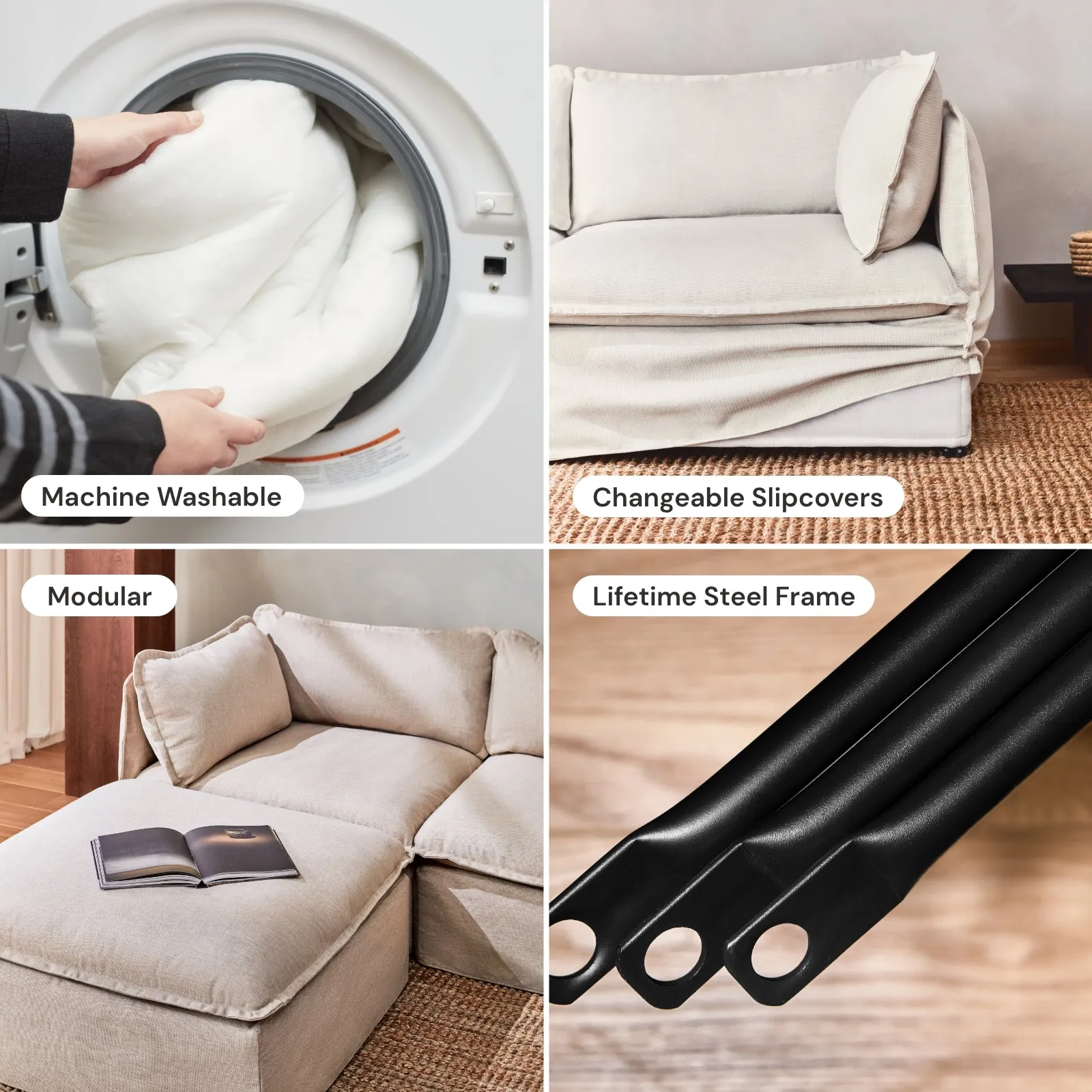 Modular Washable End Chair - Right in Ash | Memorix  Seat | Cloud Pillow