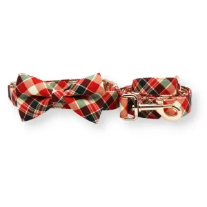Noel Plaid Bowtie Unbreakable Collar™ & Leash Set