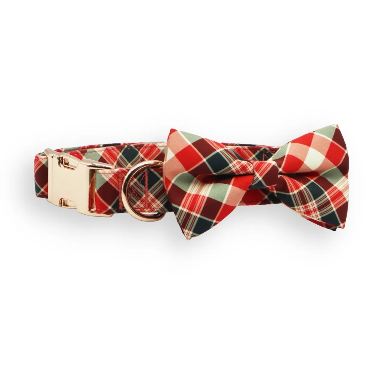 Noel Plaid Bowtie Unbreakable Collar™ & Leash Set
