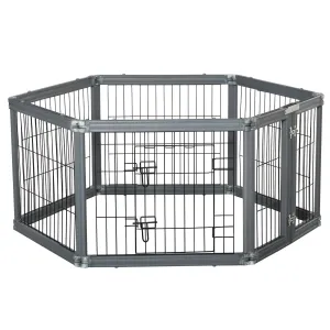 PawHut Dog Play Pen 6 Panel Pet Playpen Foldable Rabbit Guinea Pig Run w/ Door
