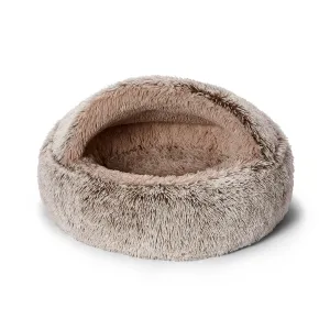 SNOOZA Cuddler Hooded Mink/Wheat Dog Bed