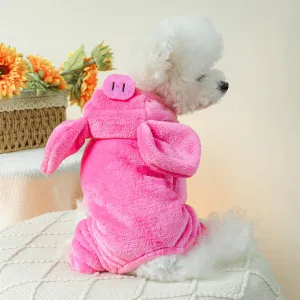 Snug Piggie Charm: Plush Thickened Warm Four-Legged Pig Coat for Dogs - Cozy Autumn and Winter Fashion